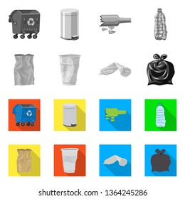 Vector illustration of dump  and sort icon. Collection of dump  and junk stock symbol for web.