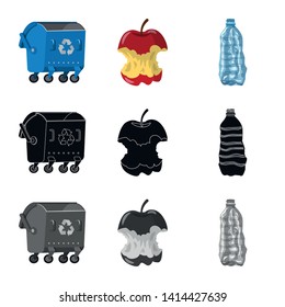 Vector illustration of dump  and sort logo. Collection of dump  and junk stock symbol for web.