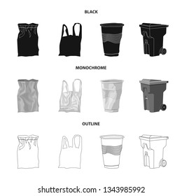 Vector illustration of dump  and sort sign. Collection of dump  and junk vector icon for stock.