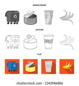 Vector illustration of dump  and sort sign. Collection of dump  and junk stock symbol for web.