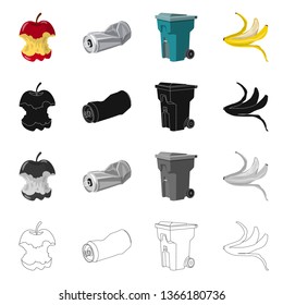 Vector illustration of dump  and sort sign. Collection of dump  and junk stock vector illustration.