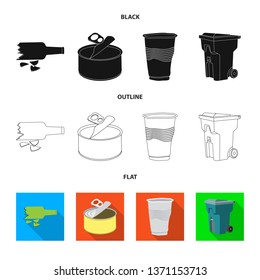 Vector illustration of dump  and sort sign. Collection of dump  and junk stock symbol for web.