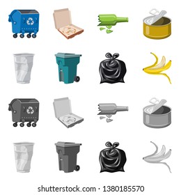 Vector illustration of dump  and sort sign. Set of dump  and junk vector icon for stock.