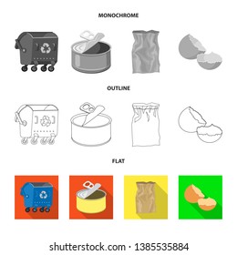 Vector illustration of dump  and sort sign. Set of dump  and junk stock symbol for web.