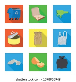 Vector illustration of dump  and sort sign. Collection of dump  and junk stock symbol for web.