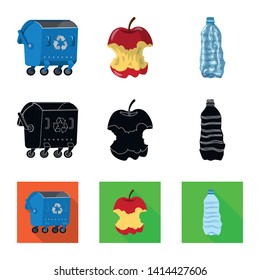 Vector illustration of dump  and sort sign. Set of dump  and junk vector icon for stock.