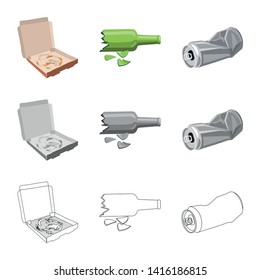 Vector illustration of dump  and sort sign. Set of dump  and junk stock vector illustration.