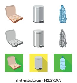 Vector illustration of dump  and sort sign. Collection of dump  and junk stock symbol for web.