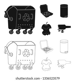 Vector illustration of dump  and sort symbol. Collection of dump  and junk stock vector illustration.