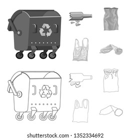 Vector illustration of dump  and sort symbol. Set of dump  and junk stock symbol for web.