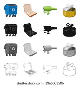 Vector illustration of dump  and sort symbol. Collection of dump  and junk stock symbol for web.