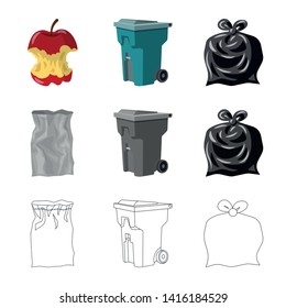 Vector illustration of dump  and sort symbol. Set of dump  and junk stock symbol for web.