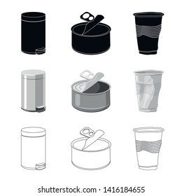 Vector illustration of dump  and sort symbol. Set of dump  and junk vector icon for stock.