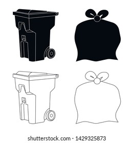 Vector illustration of dump and sort symbol. Set of dump and junk vector icon for stock.