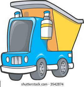 Ilustración vectorial de un camión volcado
