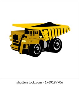 Vector illustration Dump truck with coal isolated on a white background