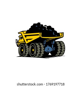 Ilustración de vectores Camión volcado con carbón aislado en fondo blanco