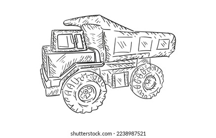vector illustration of dump truck in comics style. hot rot
