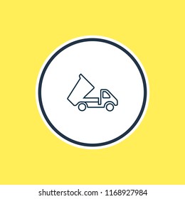 Vector illustration of dump truck icon line. Beautiful carrying element also can be used as tipper icon element.