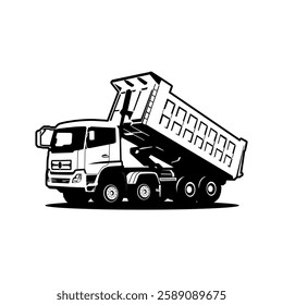 vector illustration dump truck monochrome silhouette