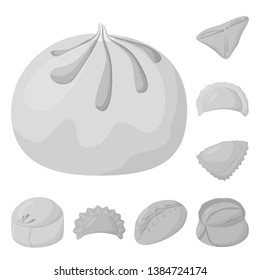 Vector illustration of dumplings and stuffed icon. Set of dumplings and dish vector icon for stock.