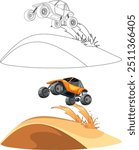 Vector illustration of a dune buggy jumping