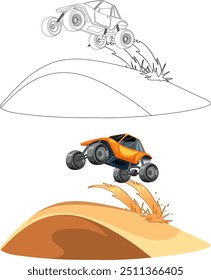 Ilustração vetorial de um buggy saltando