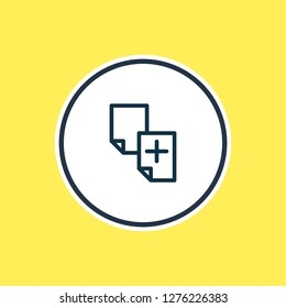 Vector illustration of duplicate content icon line. Beautiful advertisement element also can be used as copy document icon element.