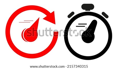 Vector illustration for duration or deadline, dateline or fast Processing, stop watch, isolated on white 
