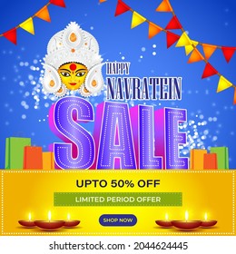 vector illustration for Durga puja sale banner, flyer, poster