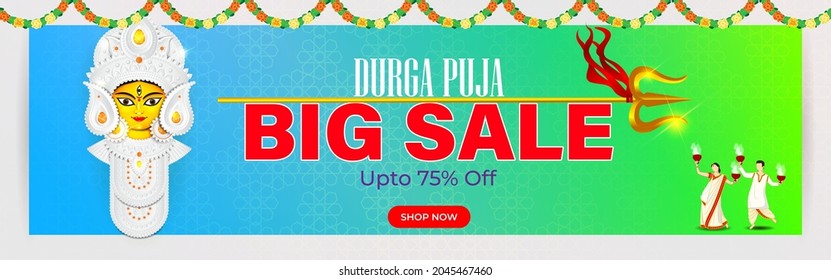 Vektorgrafik für Durga puja Verkauf Banner, Flyer, Poster, bis zu 75 % Rabatt