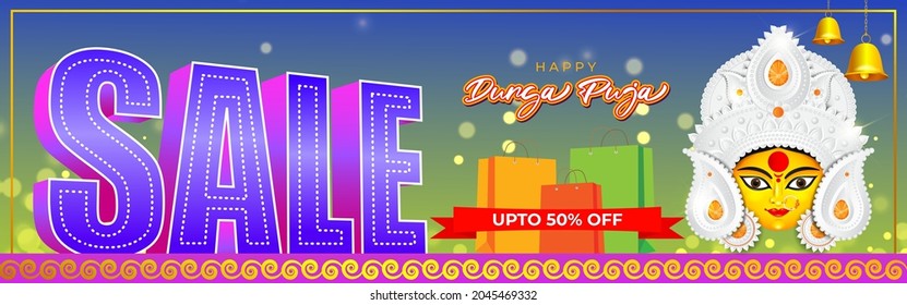 vector illustration for Durga puja sale banner, flyer, poster