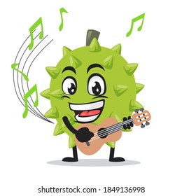 vector illustration of durian mascot or character playing guitar