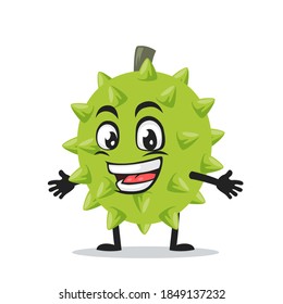 vector illustration of durian mascot or character open hand