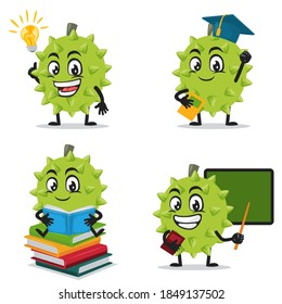 vector illustration of durian mascot or character collection set with education theme