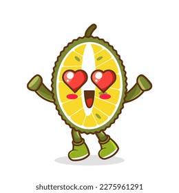 vector illustration of durian mascot or character with love eye