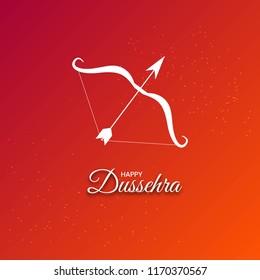 Vector illustration of dussehra poster, wallpaper, flyer and card with bow and arrow on shiny red background.