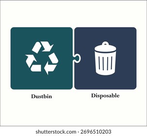 Vector Illustration Of dustbin and Disposable. Infographic template	