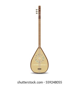 Vector illustration of dutar isolated on white background. Turkmen string plucked musical instrument in flat style