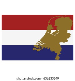 vector illustration of Dutch flag and map