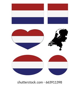 vector illustration of Dutch flag and map