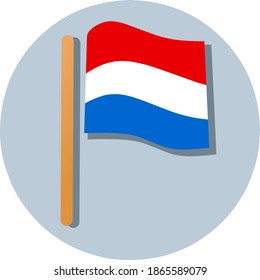 ilustración vectorial de la bandera holandesa, Países Bajos con palo, diseño minimalista plano