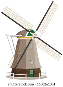 Vector illustration of a Dutch-style windmill.