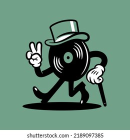 Vector illustration of DVD cassette cartoon character with funny expression perfect for logos, symbols and advertising