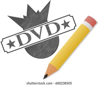 Vector illustration of DVD drawn with pencil strokes
