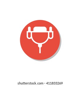 Vector illustration of dvi cable sign icon on red circle background.