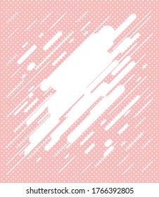 Vector illustration of a dynamic composition of different colored rounded line shapes in a diagonal rhythm. Minimalistic motion design. White elements on a pink background.