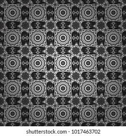 Vector illustration of dynamic composition made of white, gray and black colors rounded shapes lines in diagonal rhythm seamless pattern.