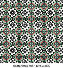 Vector illustration of dynamic composition made of white, green and black colors rounded shapes lines in diagonal rhythm seamless pattern.