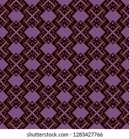 Vector illustration of dynamic composition made of black, purple and brown colors rounded shapes lines in diagonal rhythm seamless pattern.